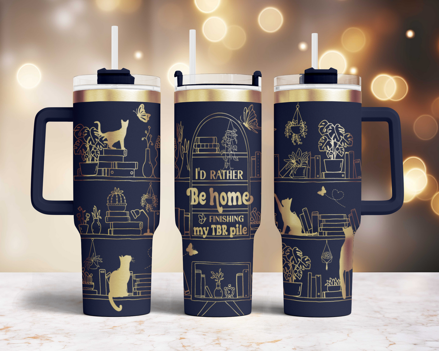 I'd rather be home finishing my TBR pile, Book lover Engraved Full Wrap Seamless 40oz Tumbler SVG Laser Rotary and PNG sublimation