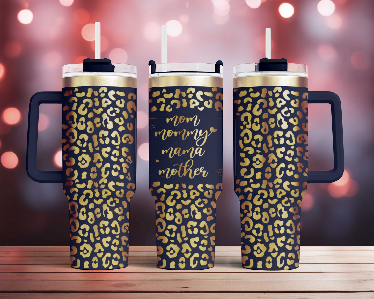 Mama mom mother Leopard 40oz Tumbler SVG Laser Engraved Full Wrap Seamless, Rotary and PNG sublimation