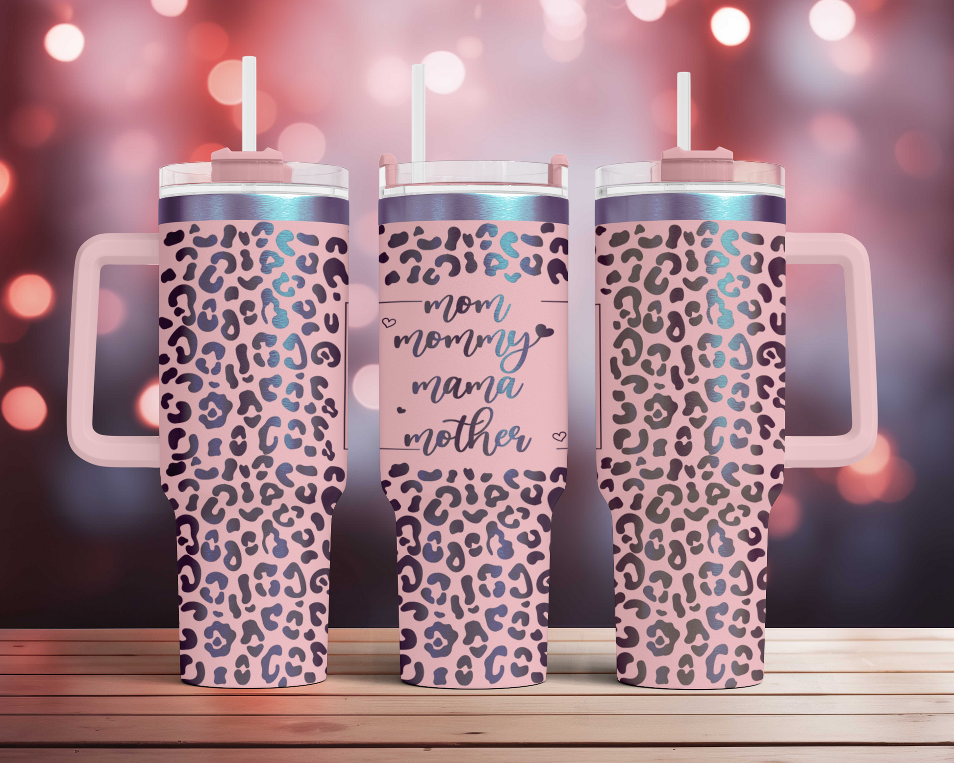 Mama mom mother Leopard 40oz Tumbler SVG Laser Engraved Full Wrap Seamless, Rotary and PNG sublimation