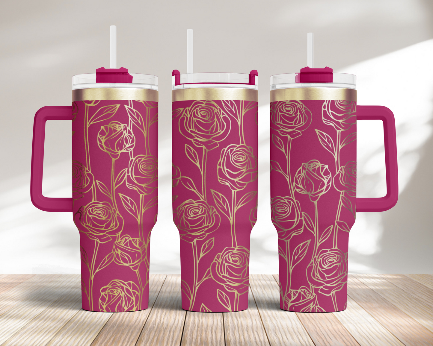 Flower Bundle 5 designs, 40oz Tumbler SVG Laser Engraved Full Wrap Seamless