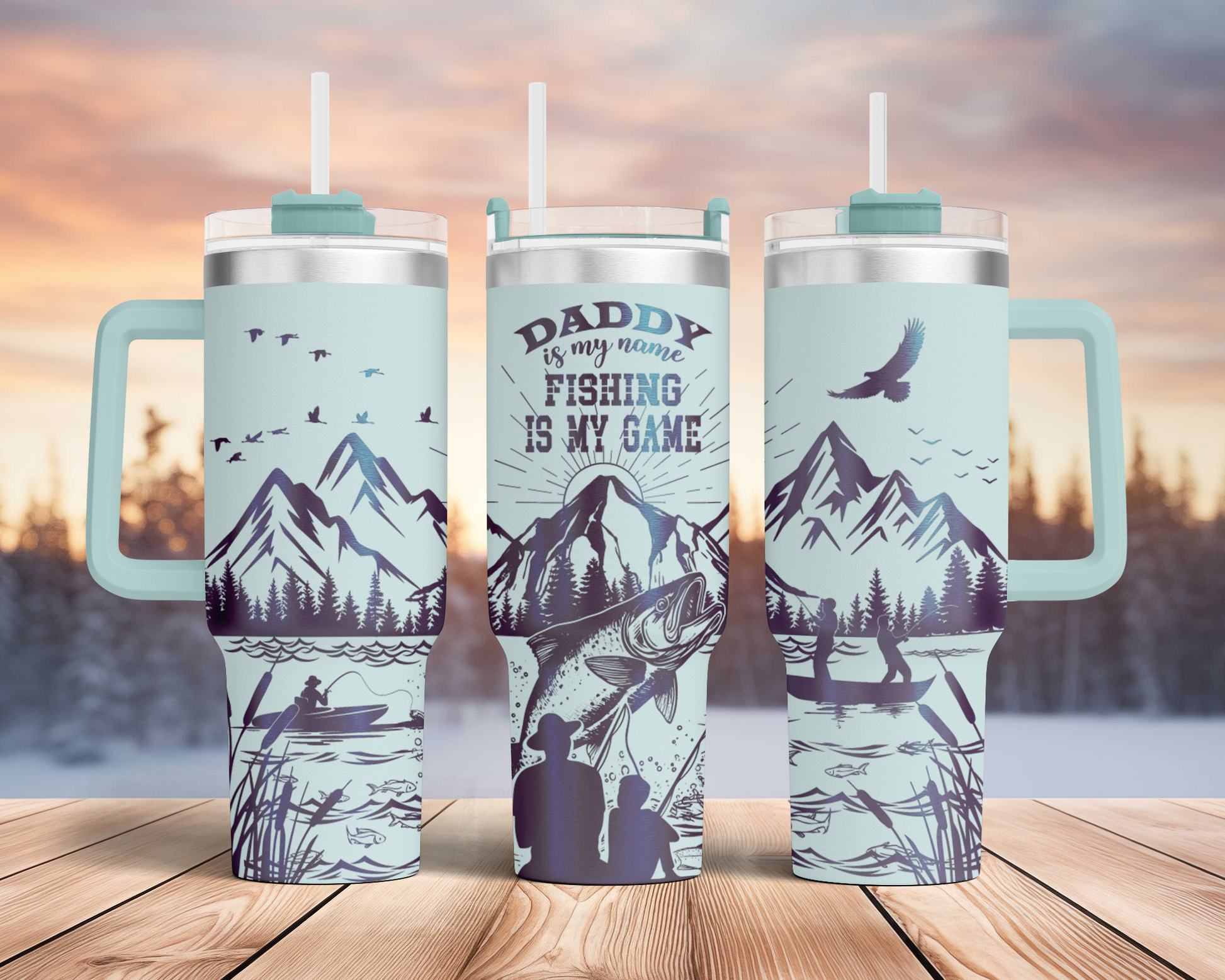 Daddy is my name Fishing is my Game SVG Engraved Full Wrap Seamless Design 40oz Tumbler, Digital Download, SVG Laser Rotary, PNG sublimation