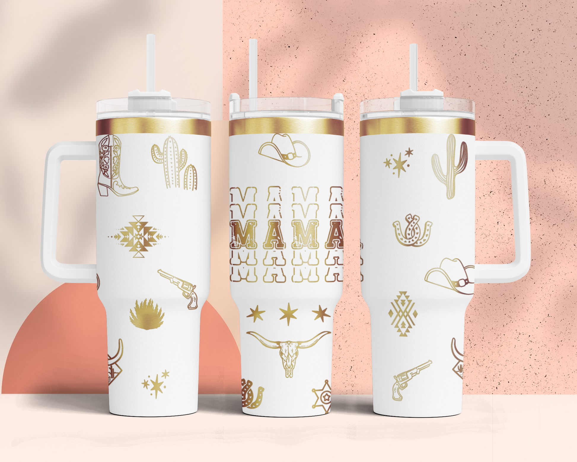 Howdy Mama Western  Engraved Full Wrap Seamless 40oz Tumbler SVG Laser Rotary and PNG sublimation 