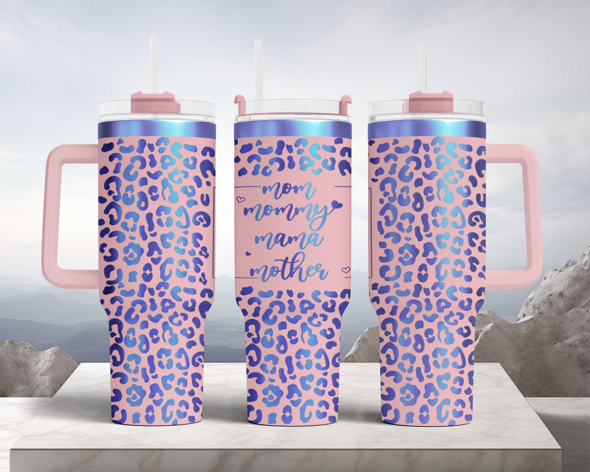 Mama mom mother Leopard 40oz Tumbler SVG Laser Engraved Full Wrap Seamless, Rotary and PNG sublimation