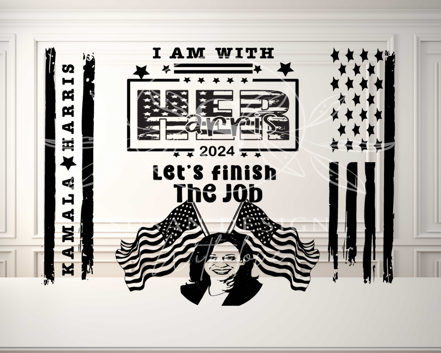 Kamala Harris 2024 Let's Finish The Job 40oz Tumbler SVG Laser Engraved Full Wrap Seamless, Rotary and PNG sublimation