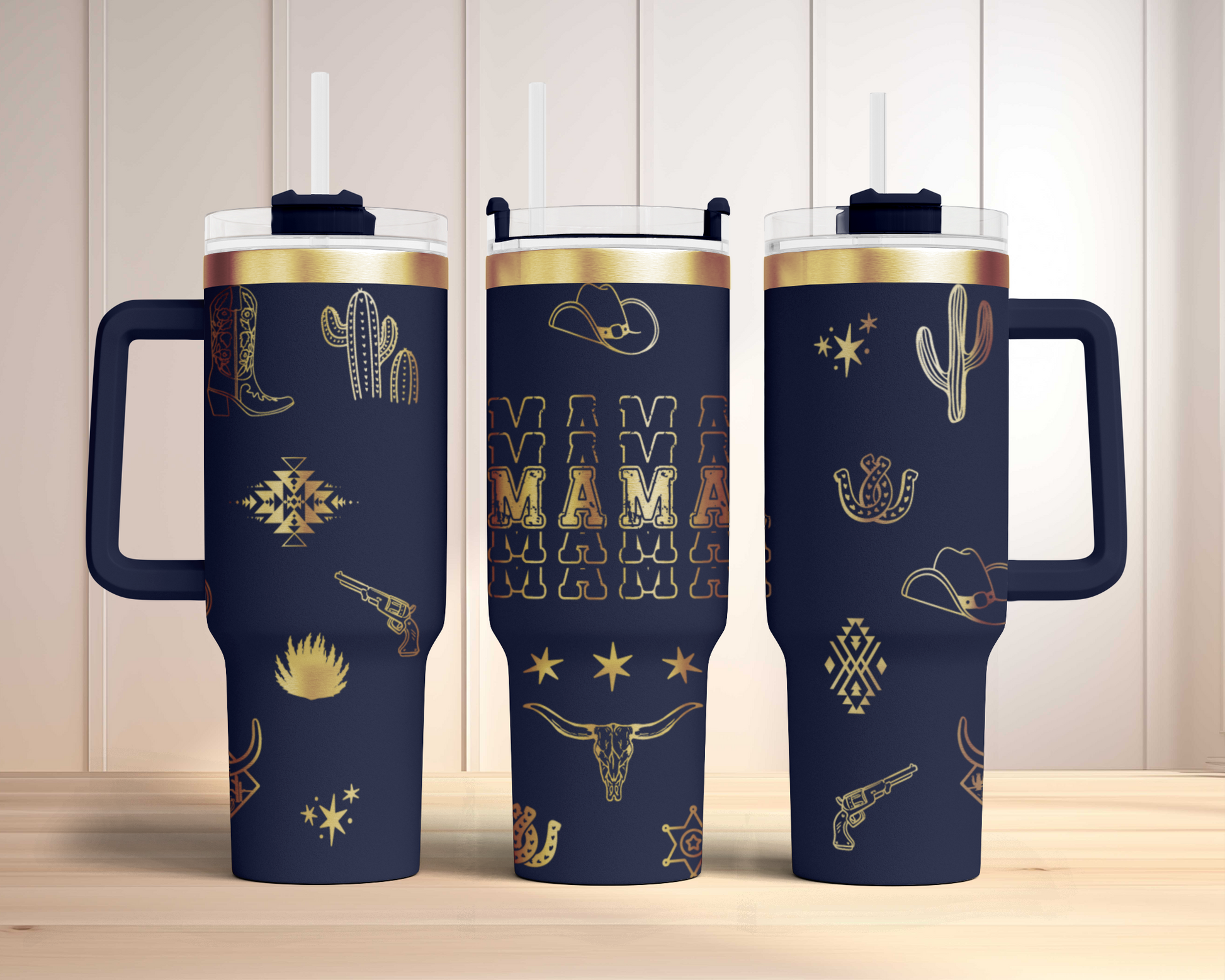 Howdy Mama Western  Engraved Full Wrap Seamless 40oz Tumbler SVG Laser Rotary and PNG sublimation 