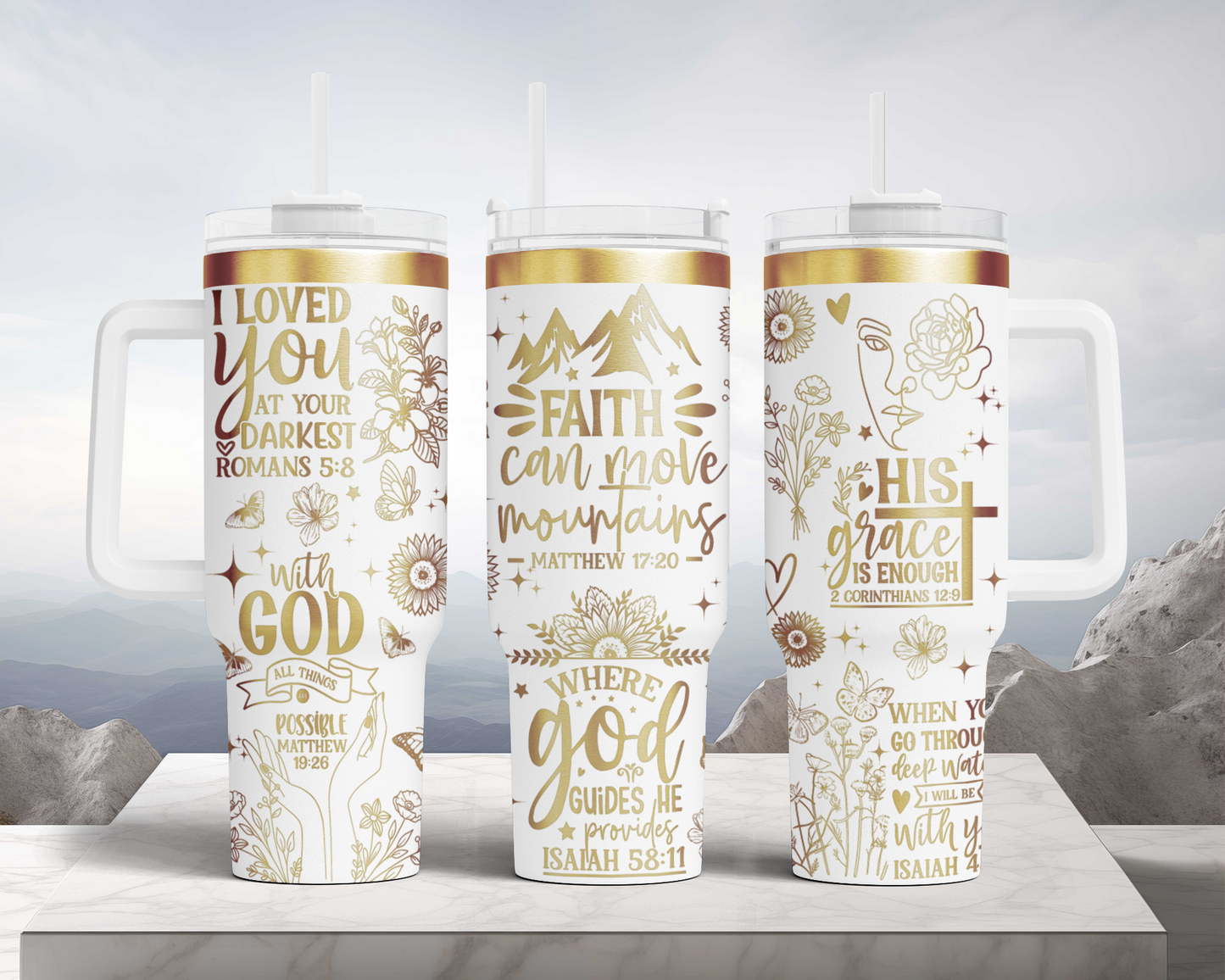 Floral Woman Bible Verse Self Affirmation 40oz Tumbler, Floral Mama 40oz Tumbler SVG Laser Engraved Full Wrap Seamless, Rotary and PNG sublimation 