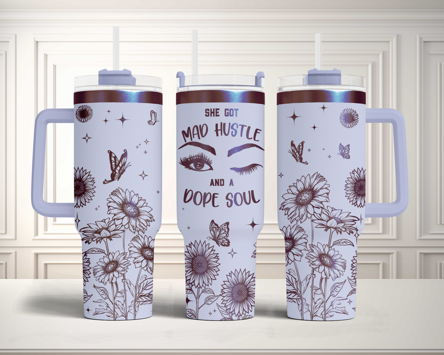 Girl boss hustle, she fot mad hustle and a dope soul, Positive quote 40oz Tumbler SVG Laser Engraved Full Wrap Seamless, Rotary and PNG sublimation