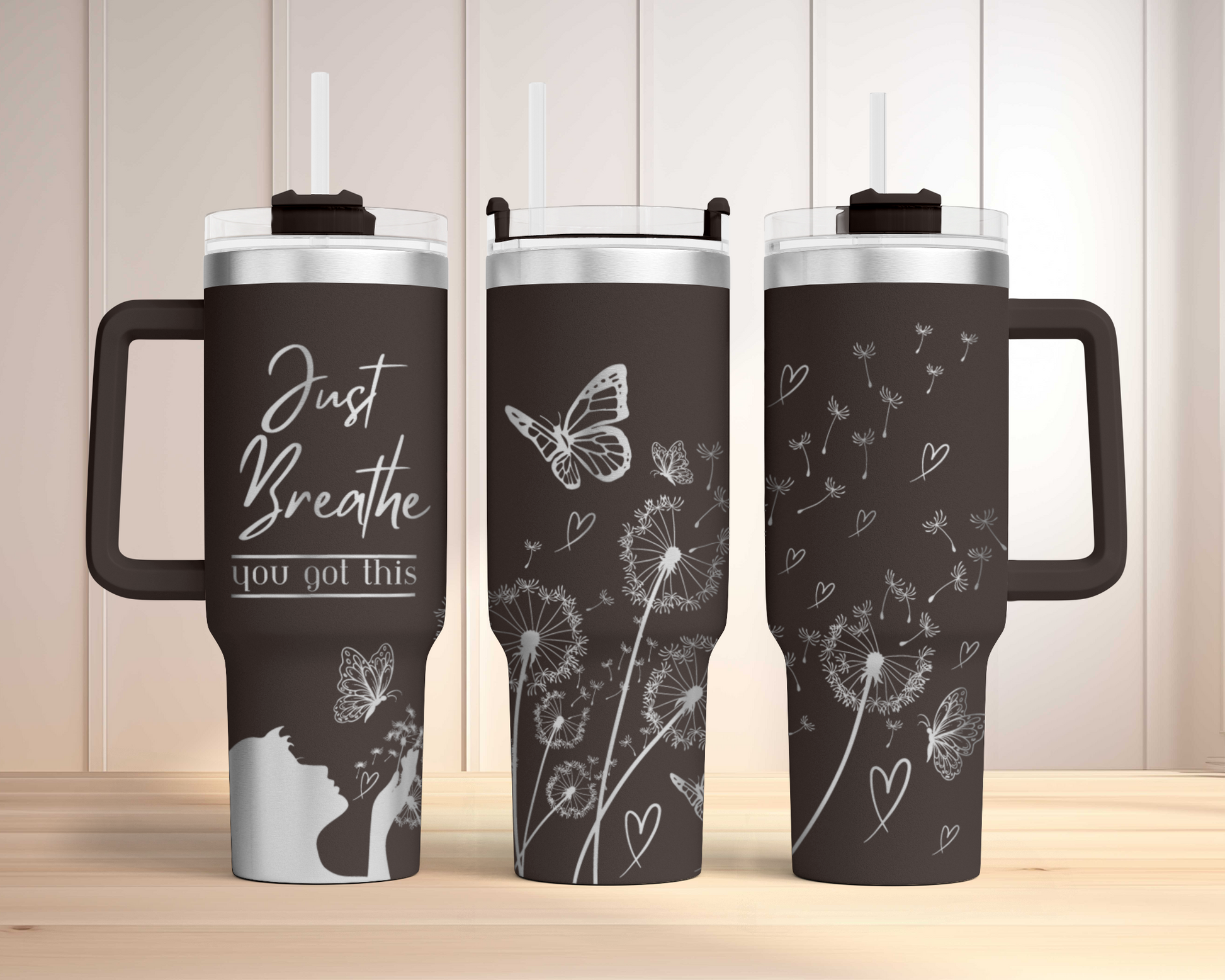 Just Breathe you got this 40oz Tumbler Laser Engraved Full Wrap Seamless Design, SVG Laser PNG sublimation