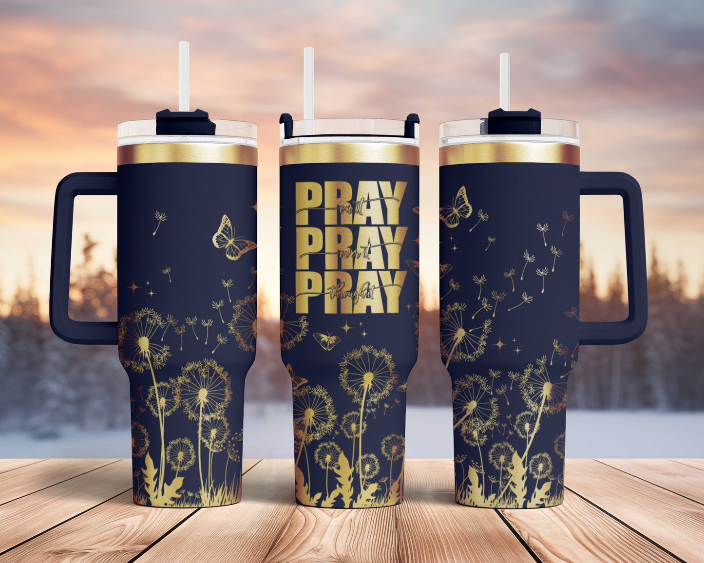 Pray on it Pray over it Pray through it, Christian 40oz Tumbler, Floral Mama 40oz Tumbler SVG Laser Engraved Full Wrap Seamless, Rotary and PNG sublimation