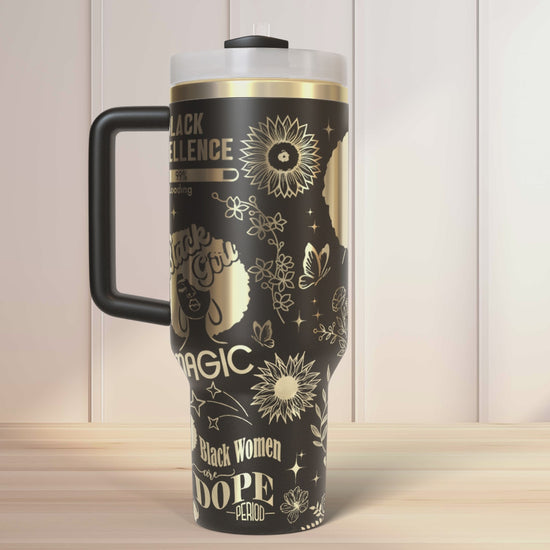 Black Woman Affirmation 40oz Tumbler SVG Laser Engraved Full Wrap Seamless, PNG sublimation