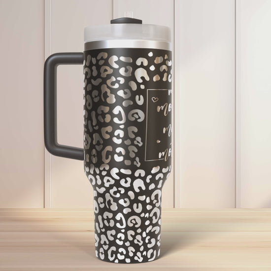 Mama mom mother Leopard 40oz Tumbler SVG Laser Engraved Full Wrap Seamless, Rotary and PNG sublimation