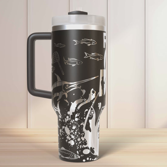 Reel Cool dad, Fishing dad SVG 40oz Tumbler Laser Engraved Full Wrap Seamless, SVG Laser Rotary, PNG sublimation