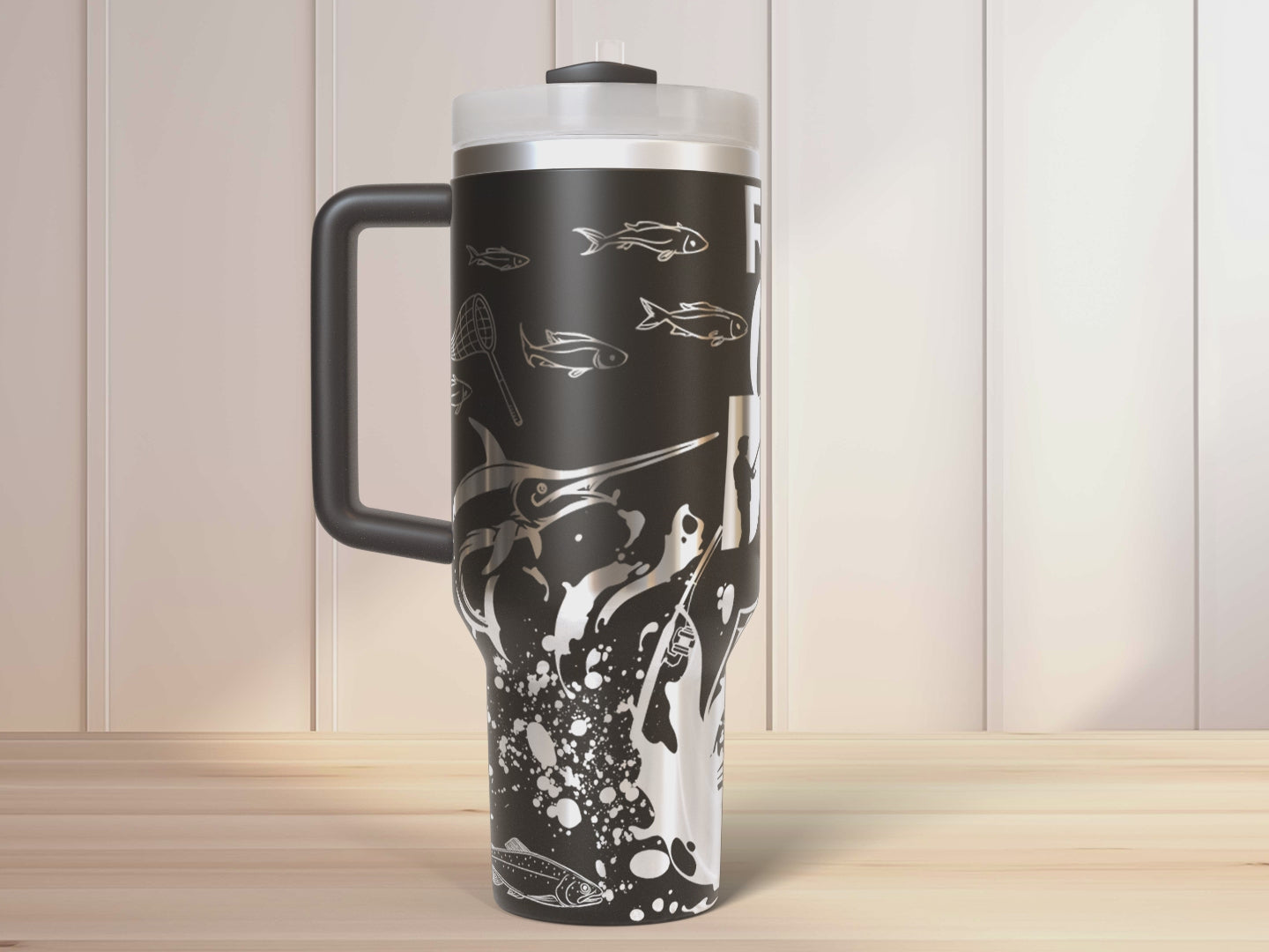 Reel Cool dad, Fishing dad SVG 40oz Tumbler Laser Engraved Full Wrap Seamless, SVG Laser Rotary, PNG sublimation