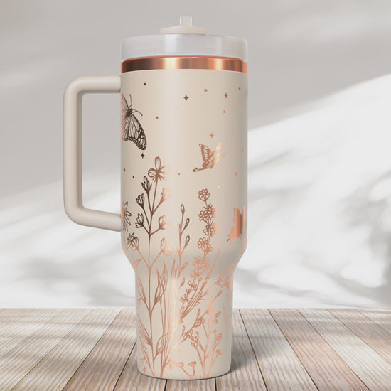 Wildflower and butterflies 40oz Tumbler SVG Laser Engraved Full Wrap Seamless, PNG sublimation