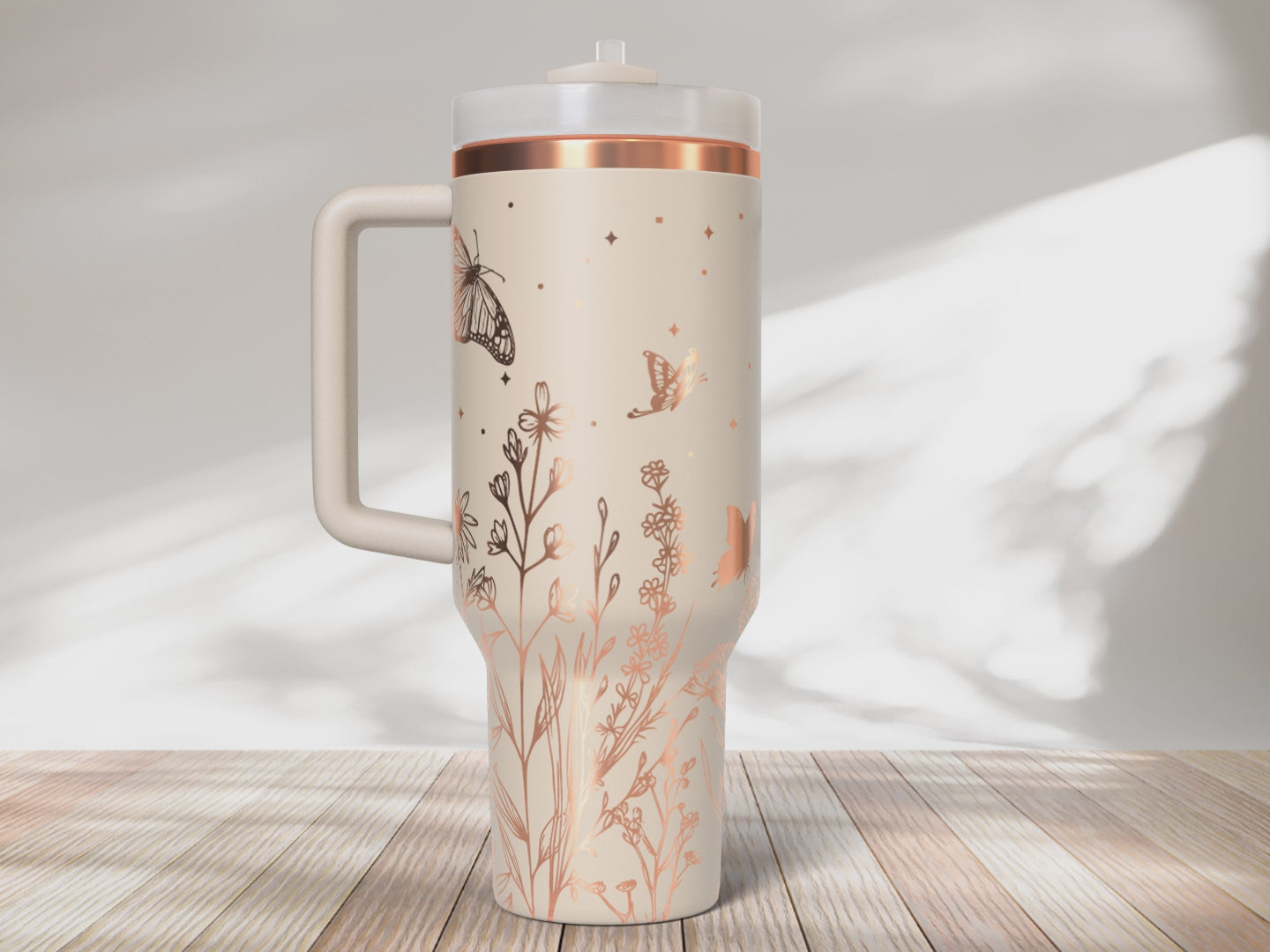 Wildflower and butterflies 40oz Tumbler SVG Laser Engraved Full Wrap Seamless, PNG sublimation