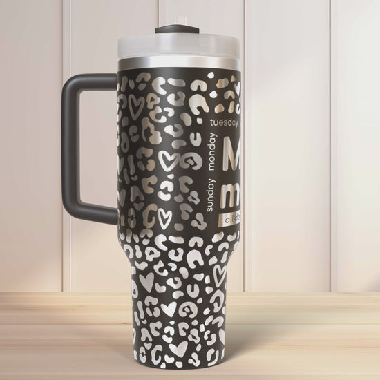 Mama mom mode heart Leopard 40oz Tumbler SVG Laser Engraved Full Wrap Seamless, Rotary and PNG sublimation