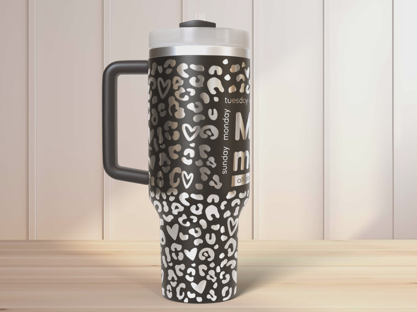 Mama mom mode heart Leopard 40oz Tumbler SVG Laser Engraved Full Wrap Seamless, Rotary and PNG sublimation