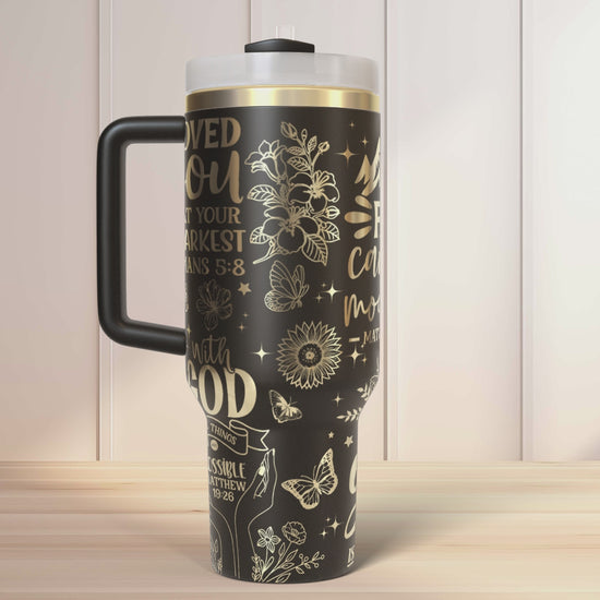 Floral Woman Bible Verse Self Affirmation 40oz Tumbler, Floral Mama 40oz Tumbler SVG Laser Engraved Full Wrap Seamless, Rotary and PNG sublimation 