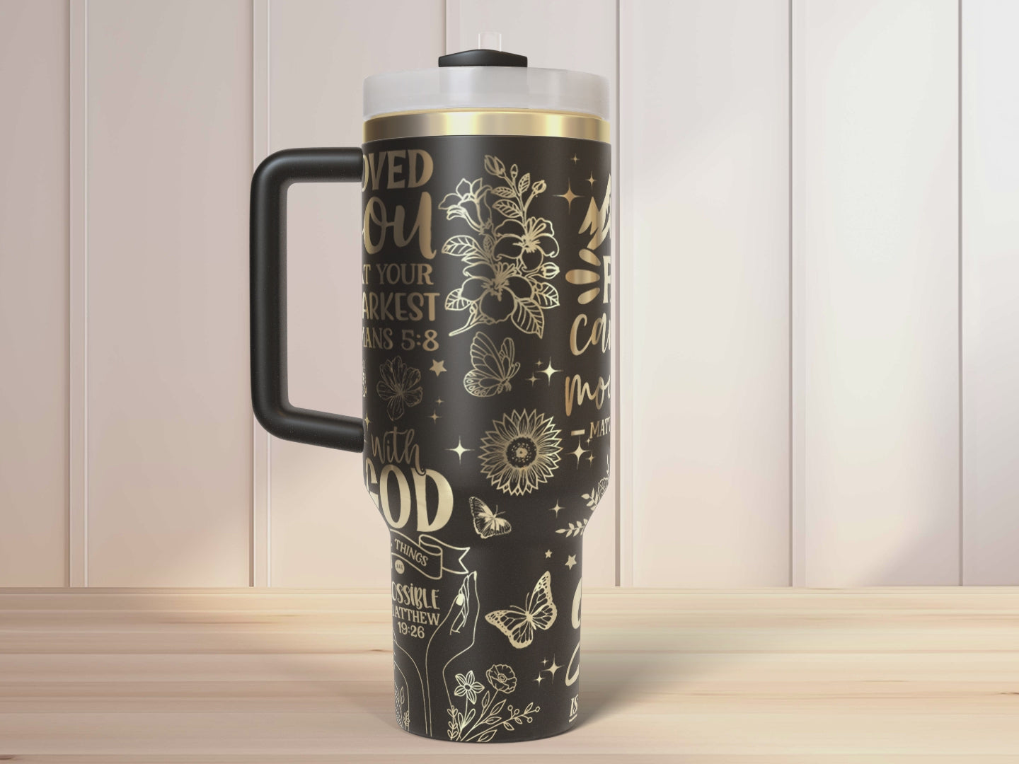 Floral Woman Bible Verse Self Affirmation 40oz Tumbler, Floral Mama 40oz Tumbler SVG Laser Engraved Full Wrap Seamless, Rotary and PNG sublimation 