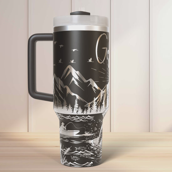 Gone Fishing SVG 40oz Tumbler Laser Engraved Full Wrap Seamless, SVG Laser Rotary, PNG sublimation