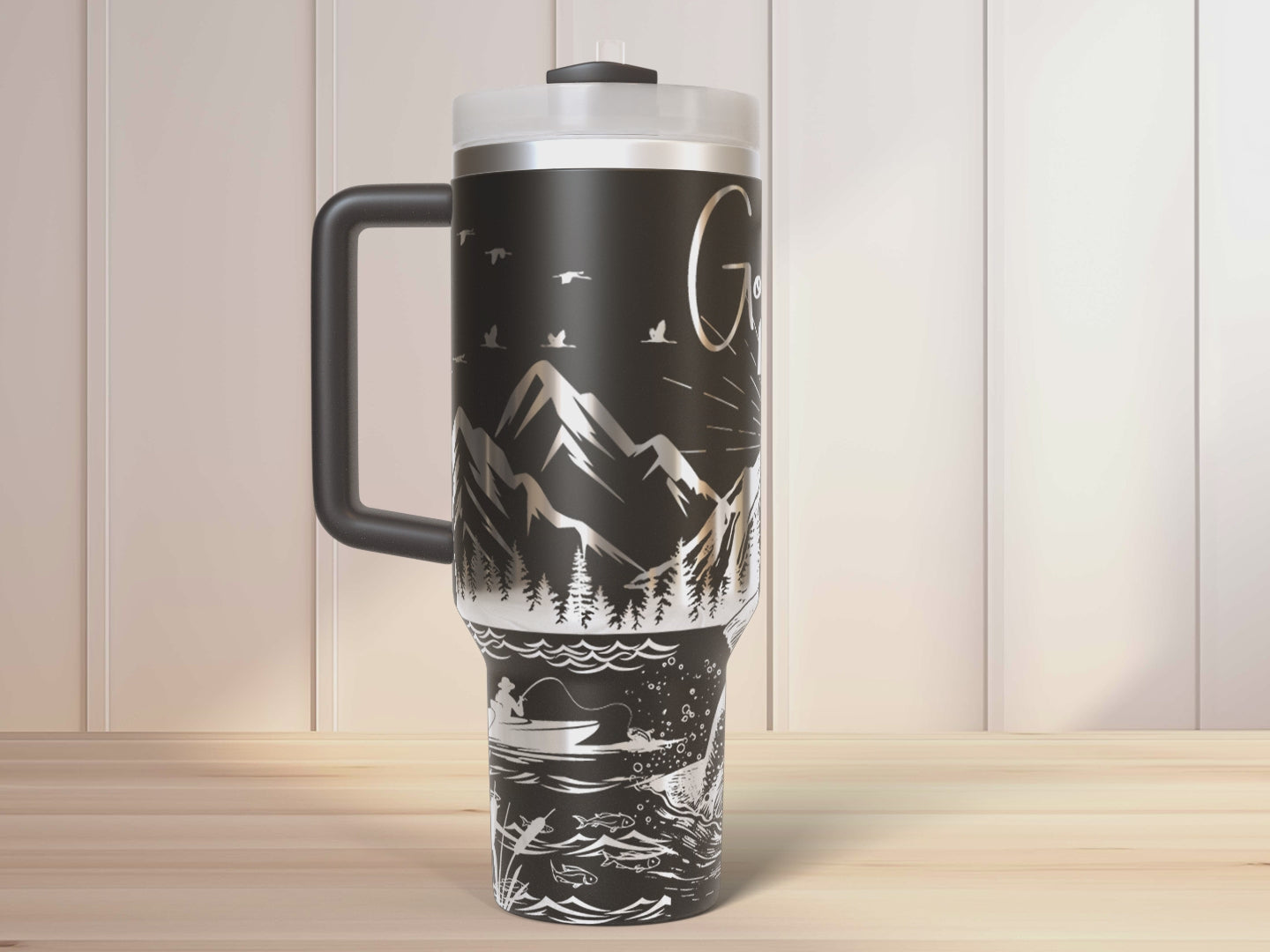 Gone Fishing SVG 40oz Tumbler Laser Engraved Full Wrap Seamless, SVG Laser Rotary, PNG sublimation