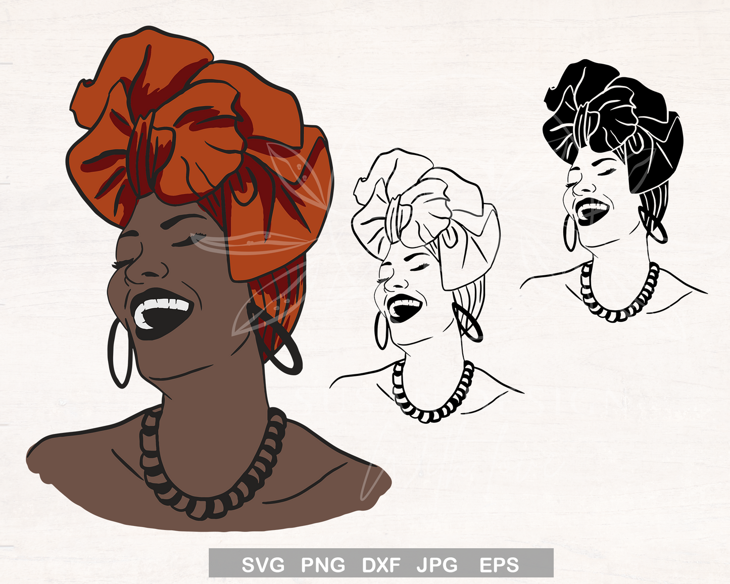 African Woman with Headwrap SVG files for Cricut