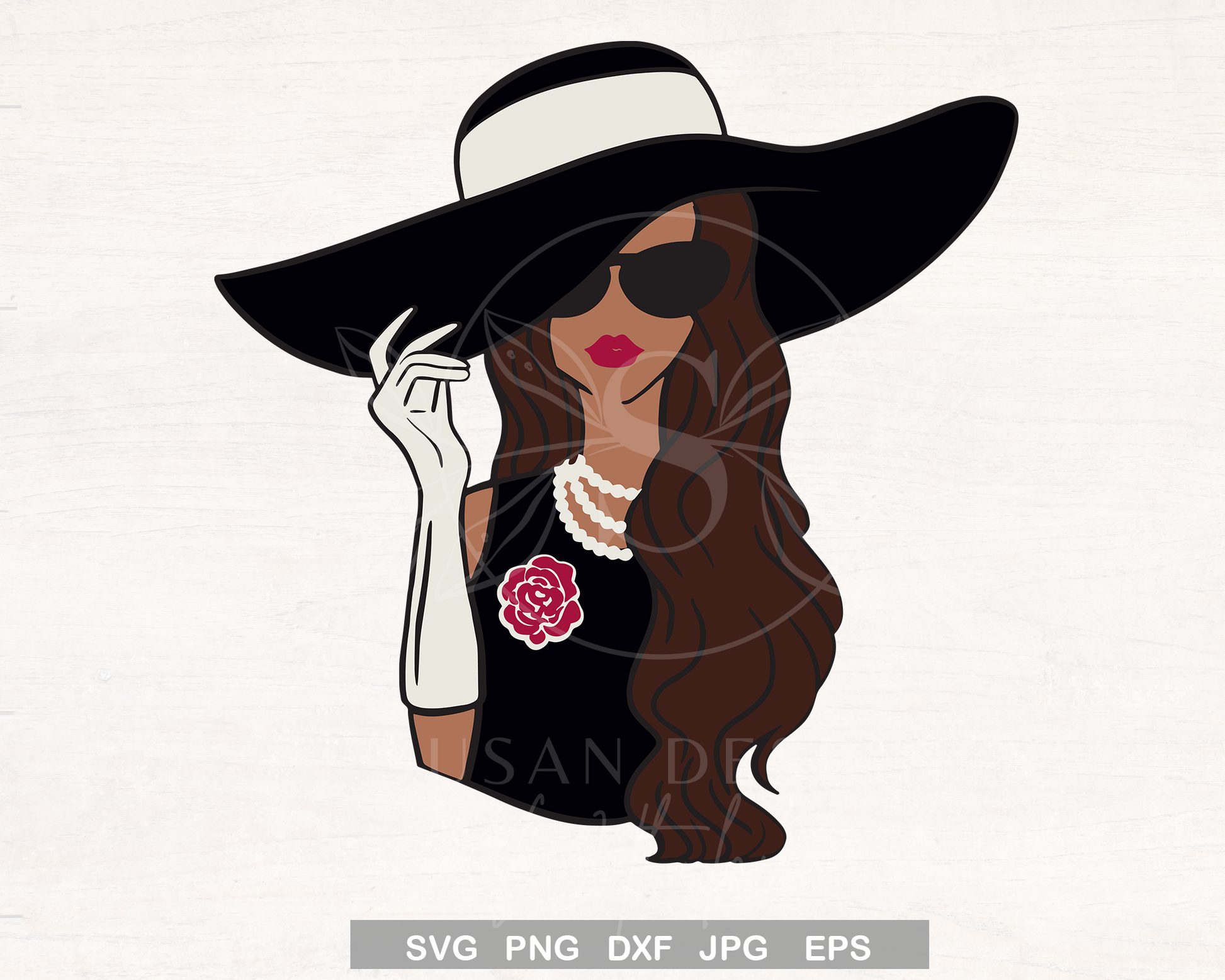 Fashioned Black Woman Church Classy Hat SVG