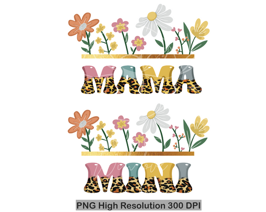 Flower Mama Mini leopards, PNG Sublimation