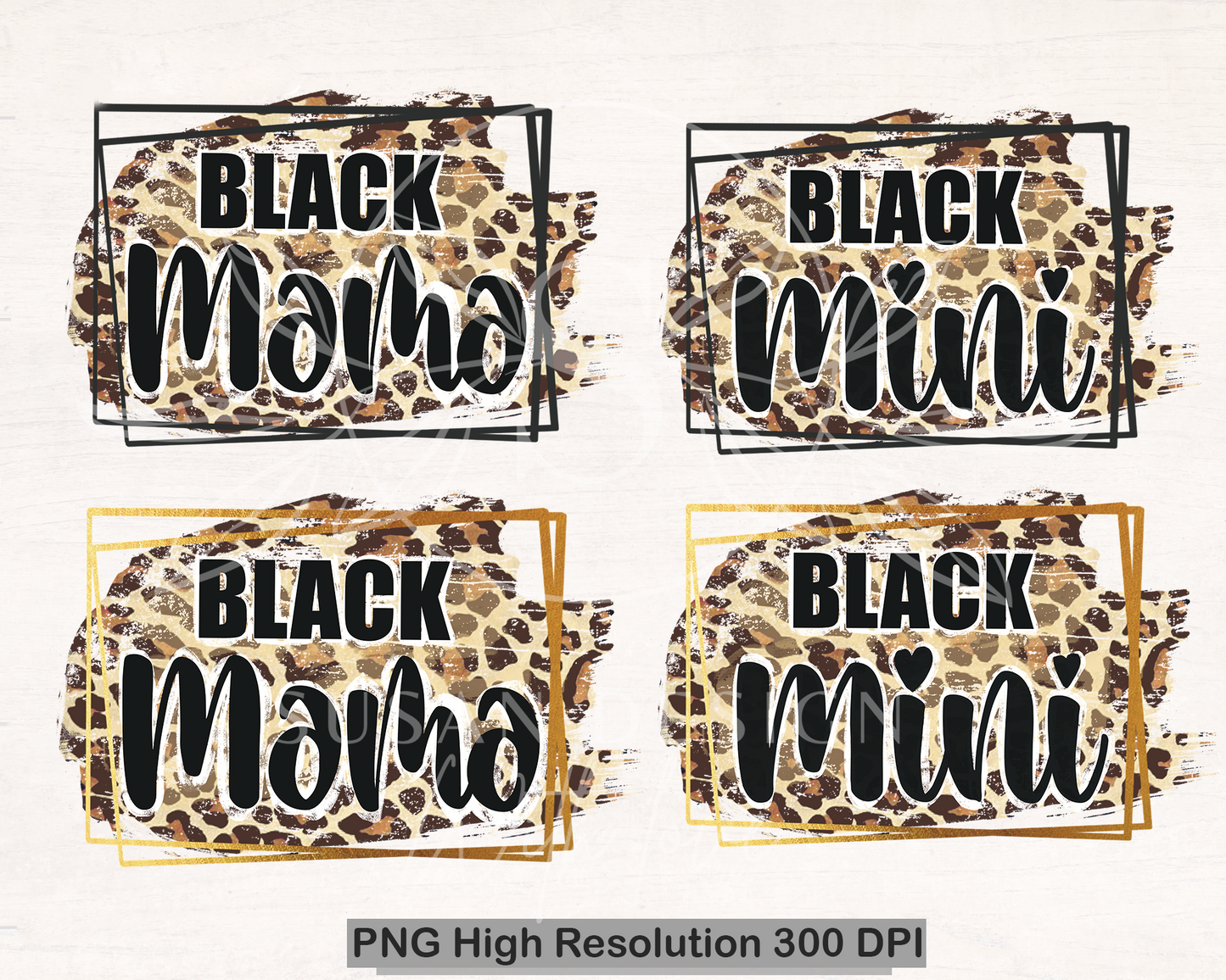 Black Mama Black Mini leopard, PNG Sublimation