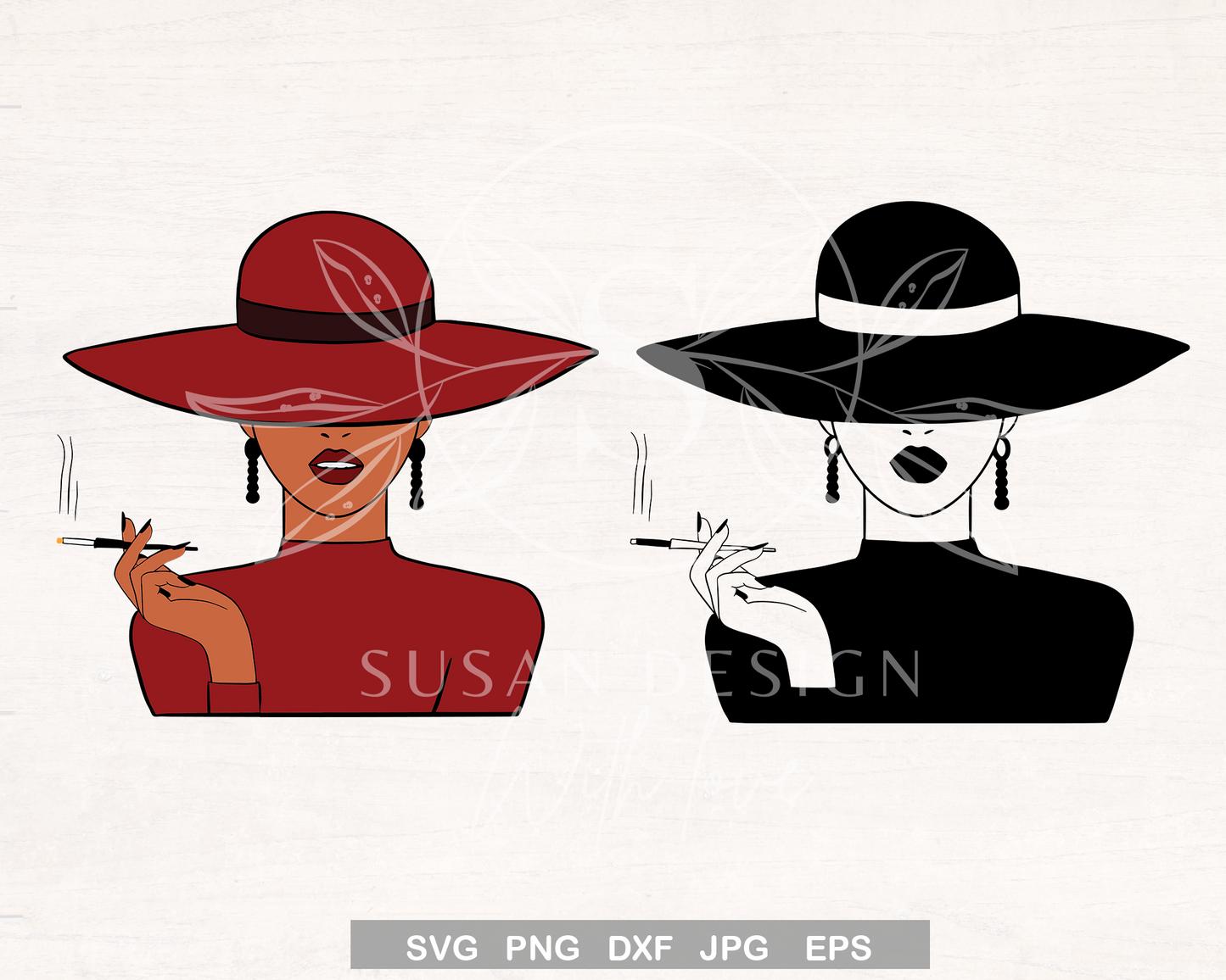 Fashioned Black Woman Church Classy Hat SVG