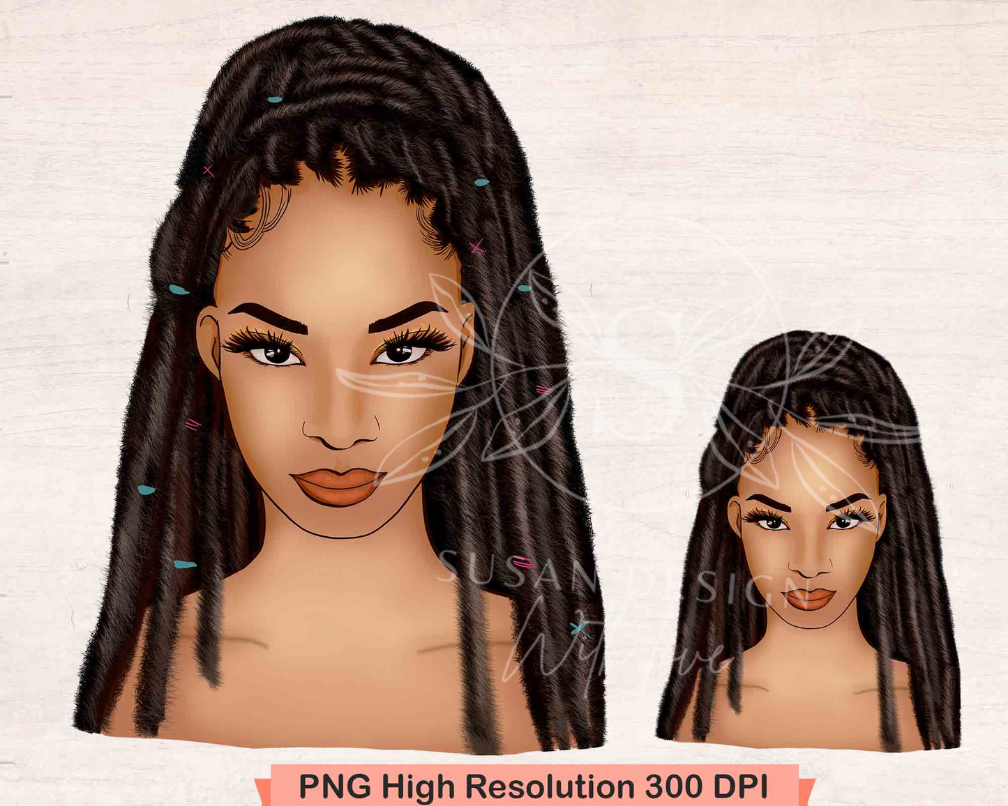 Dreadlock , locs , hair beautiful African American women PNG clipart sublimation