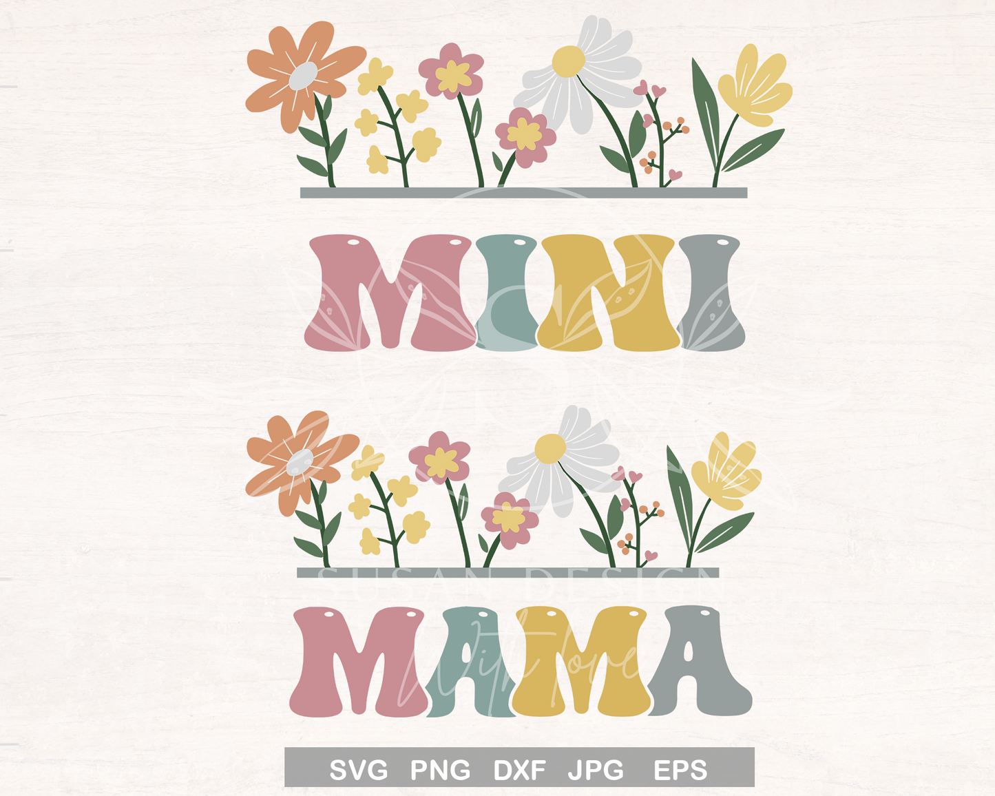 Mama Mini Flowers Floral Svg Bundle