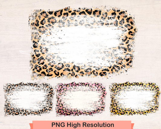 Distressed Leopard Print Background with bleach bundle, PNG Sublimation Patches