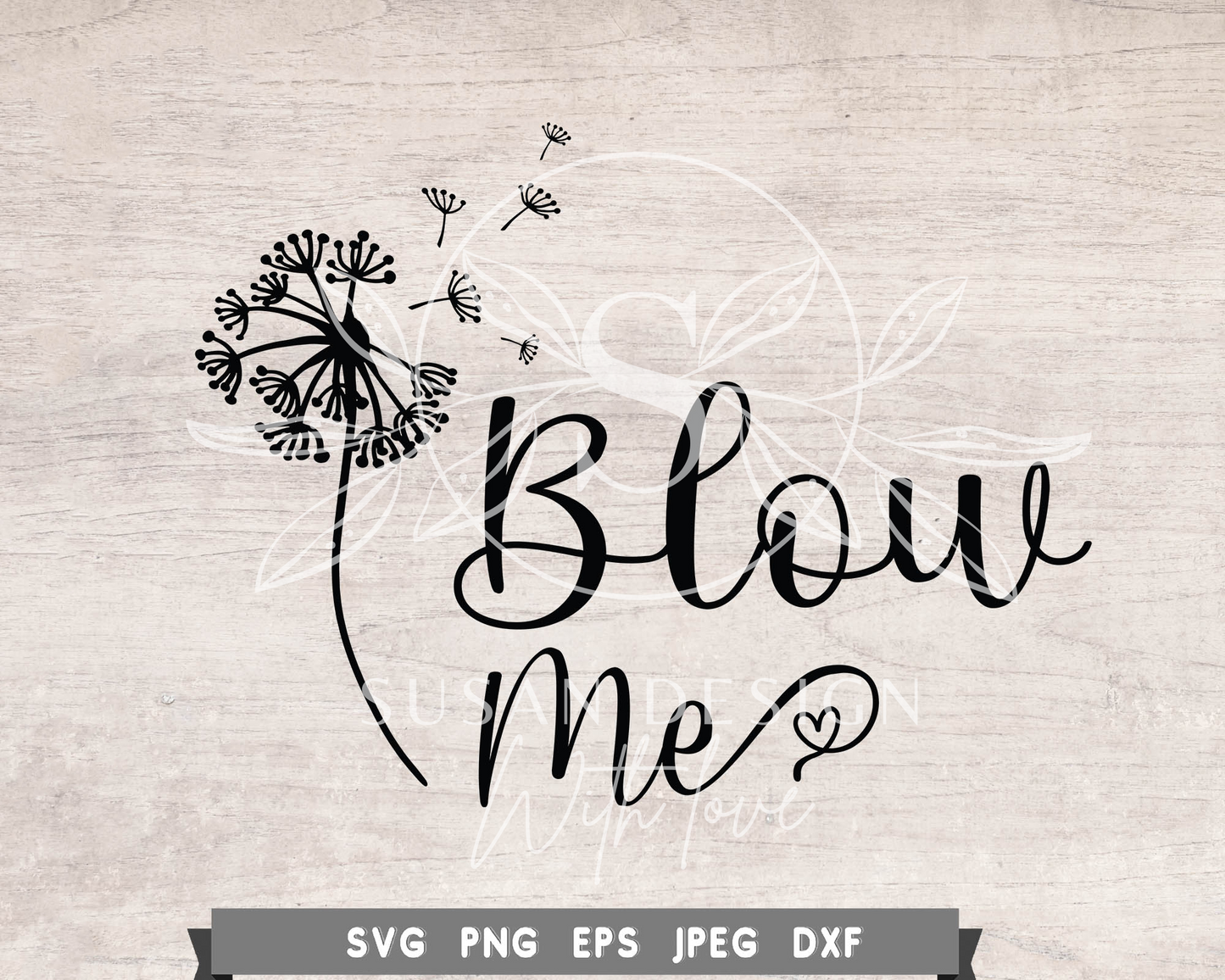 Blow me Dandelion plant Outline SVG, make a wish