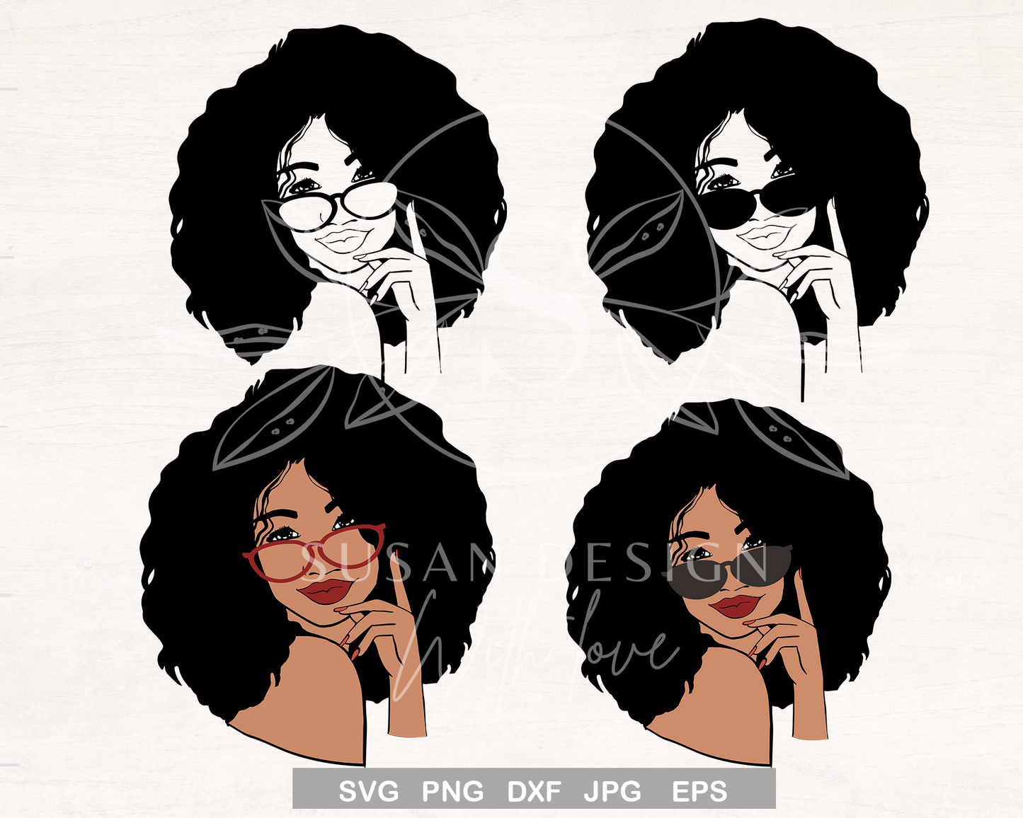 Dope Black woman with sunglass SVG Afro woman