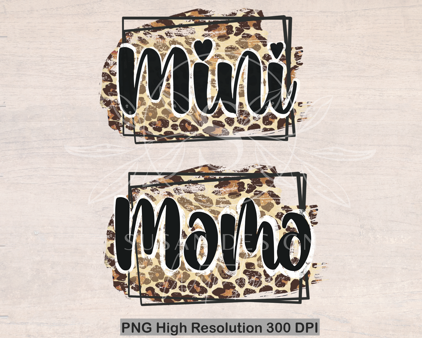 Framed Mama Mini leopard, PNG Sublimation