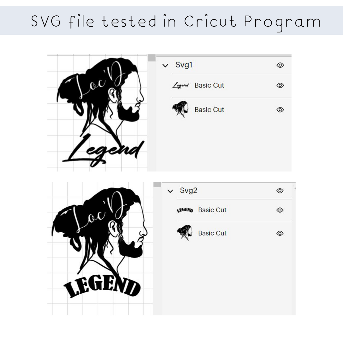 Black men dreadlock hair with beard svg files for Cricut