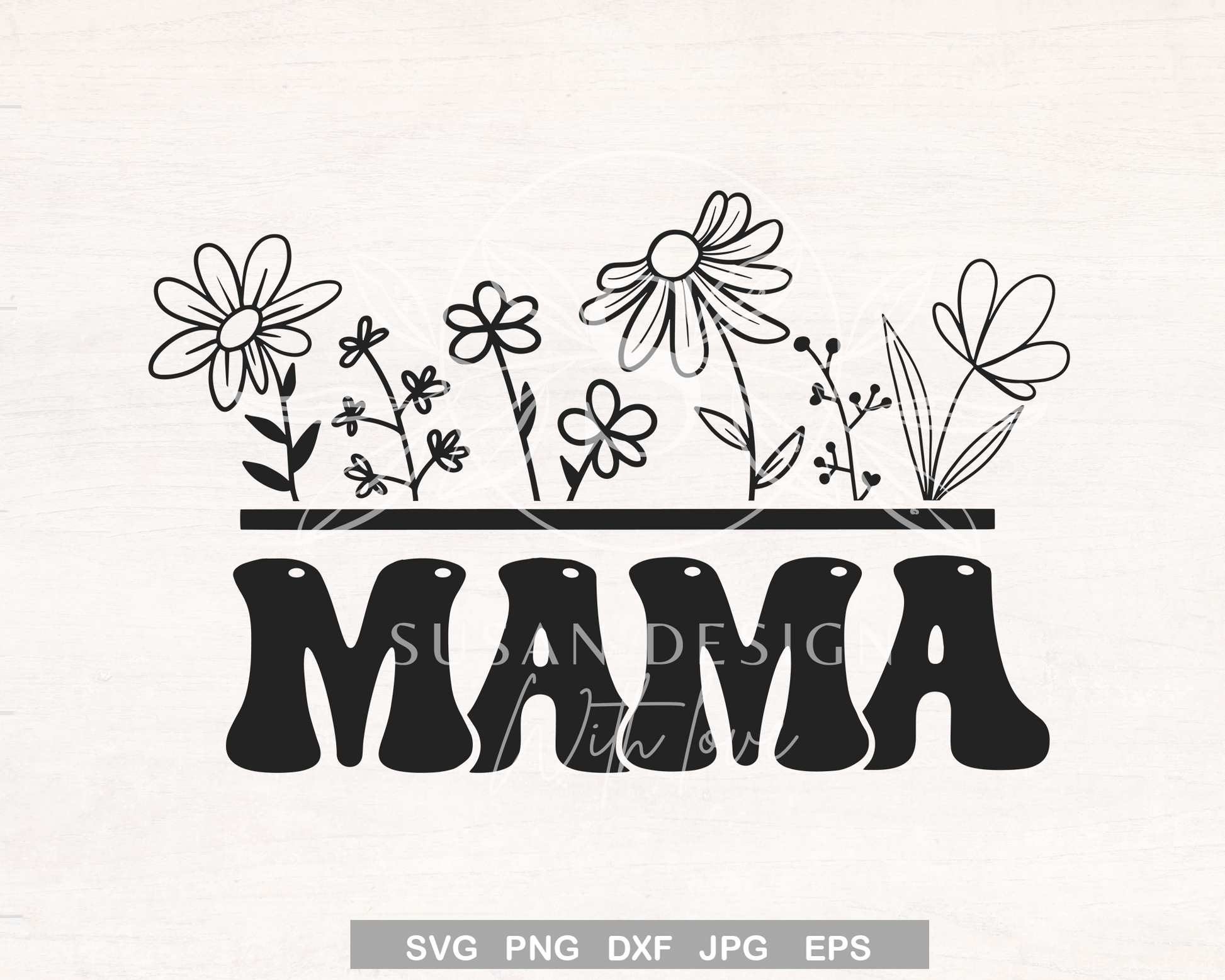 Mama Flowers Floral line Svg