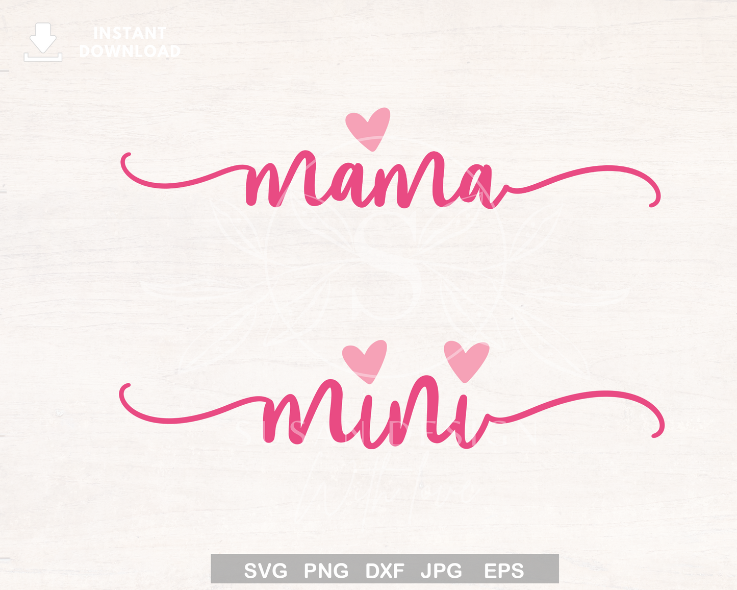 Mama Mini Heart minimal style SVG Bundle