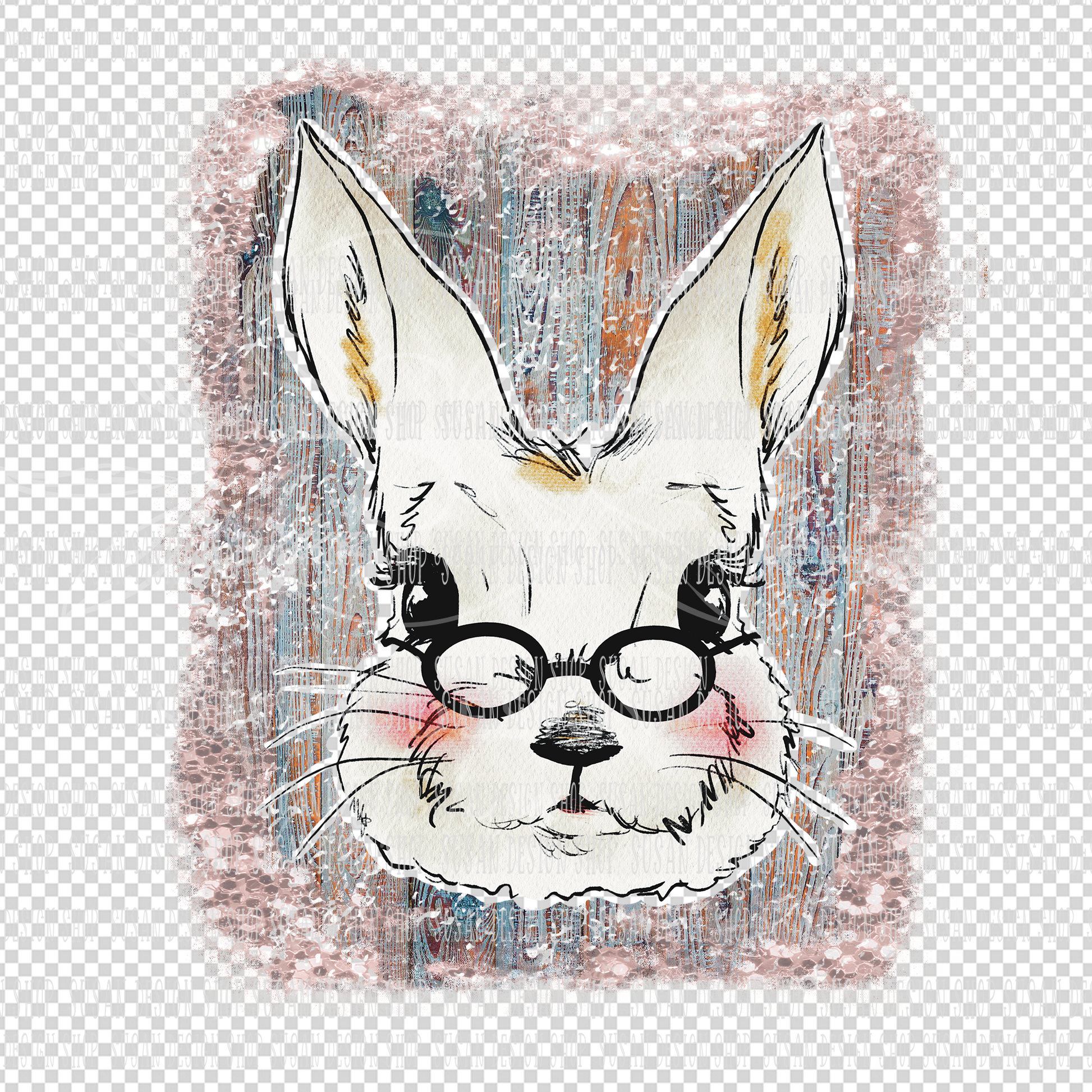 Easter Bunny with Glasses PNG Sublimation