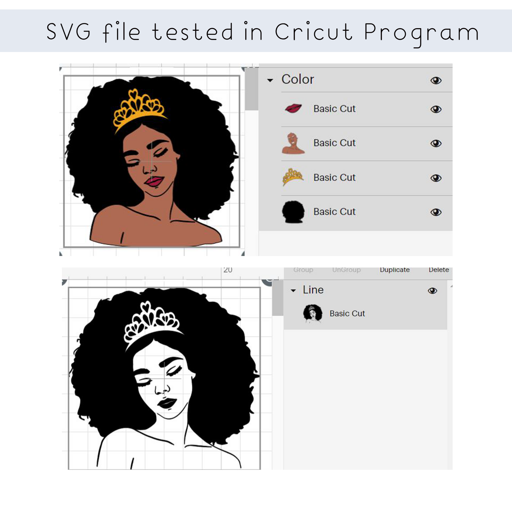 Black Queen SVG file for Cricut short design