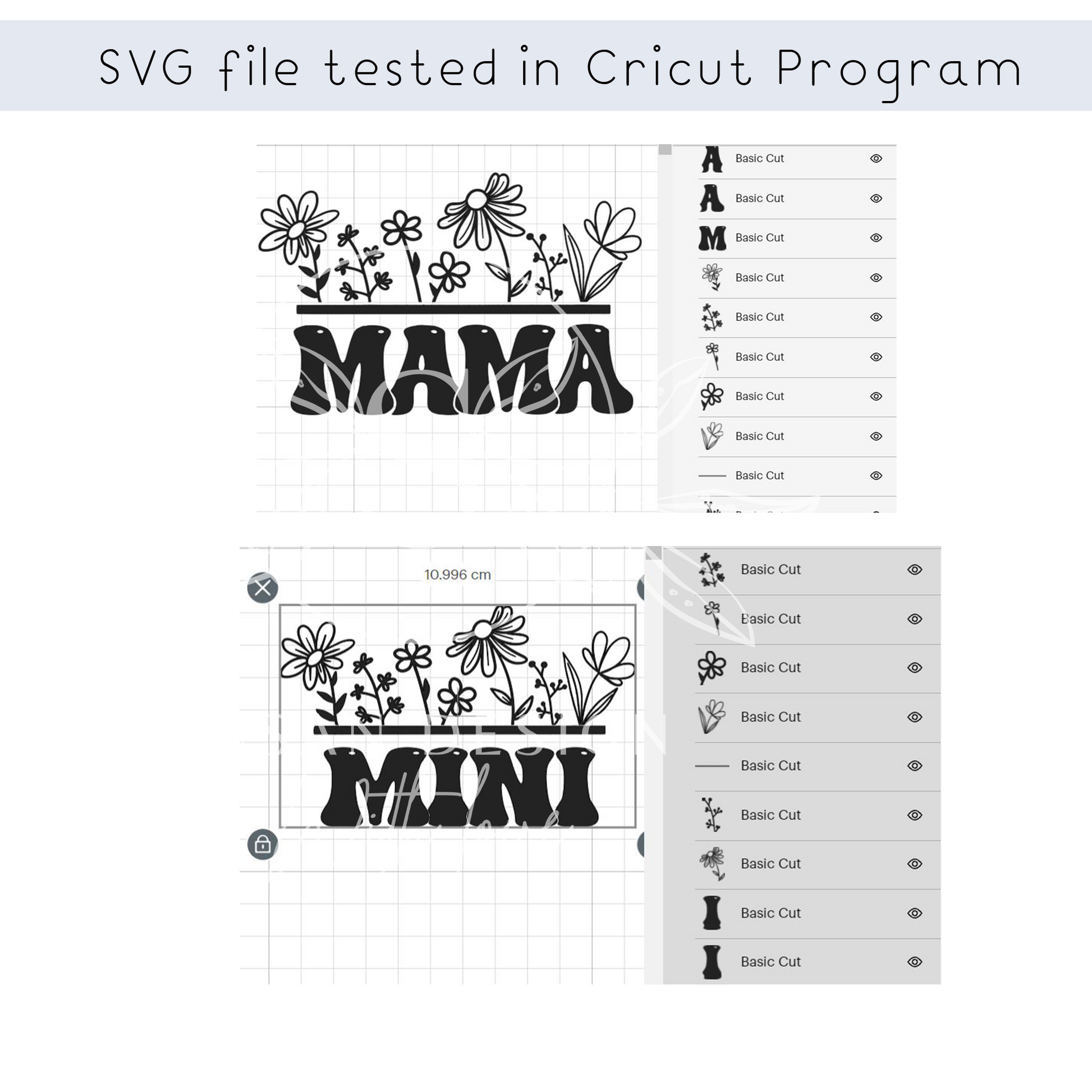 Mama Mini Flowers Floral Line Svg