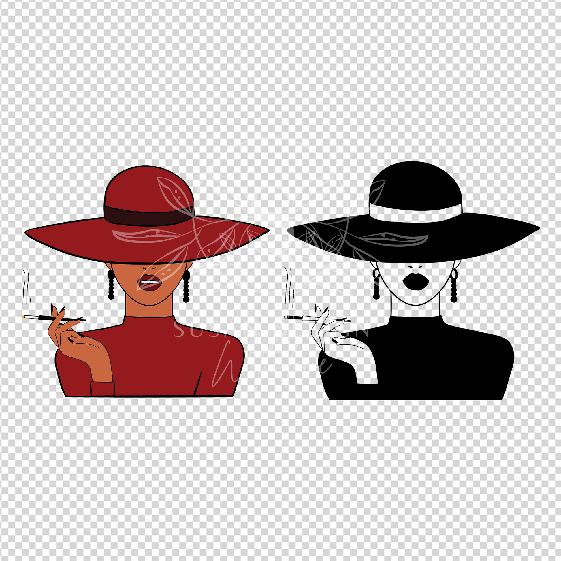 Fashioned Black Woman Church Classy Hat SVG file for Cricut