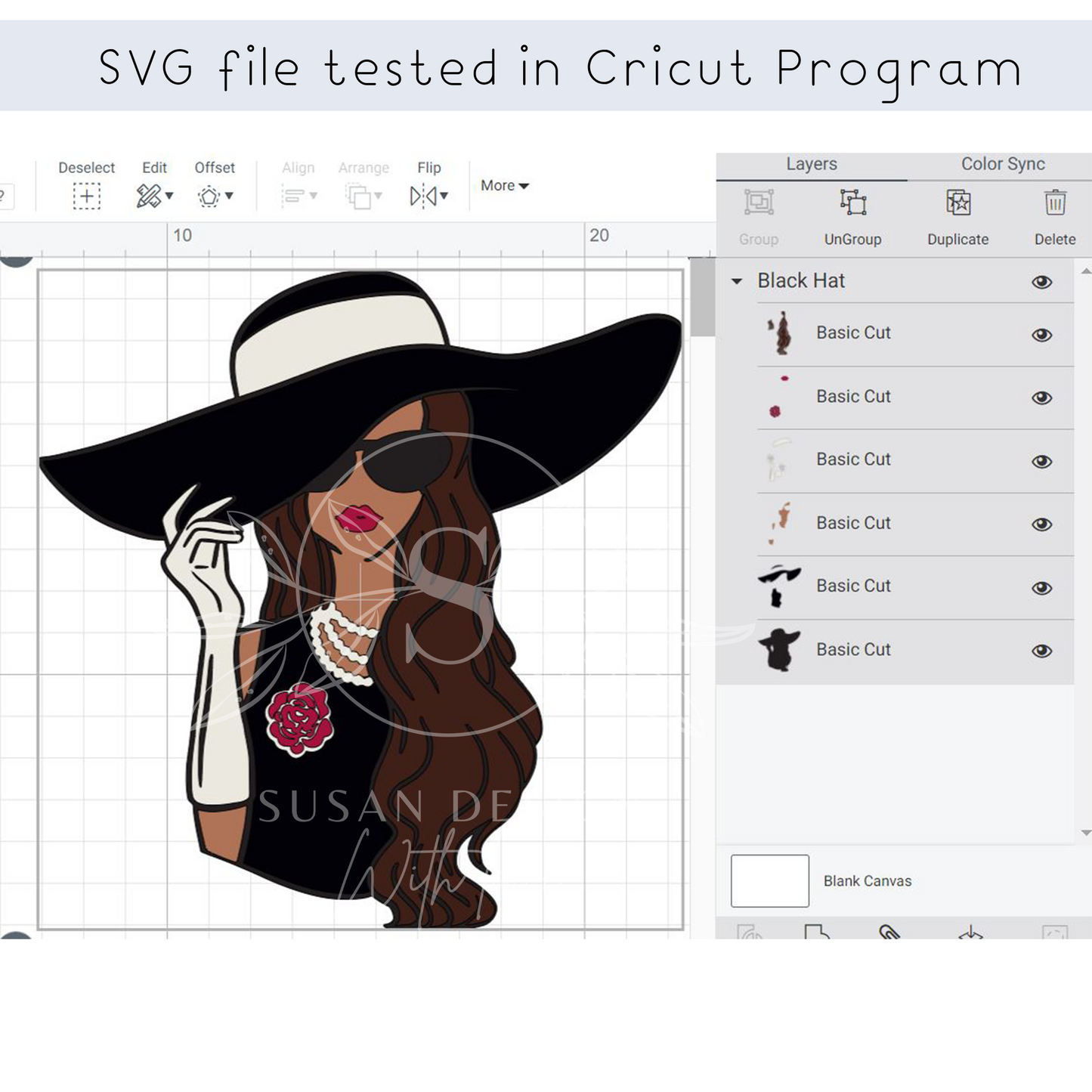 Fashioned Black Woman Church Classy Hat SVG files for Cricut