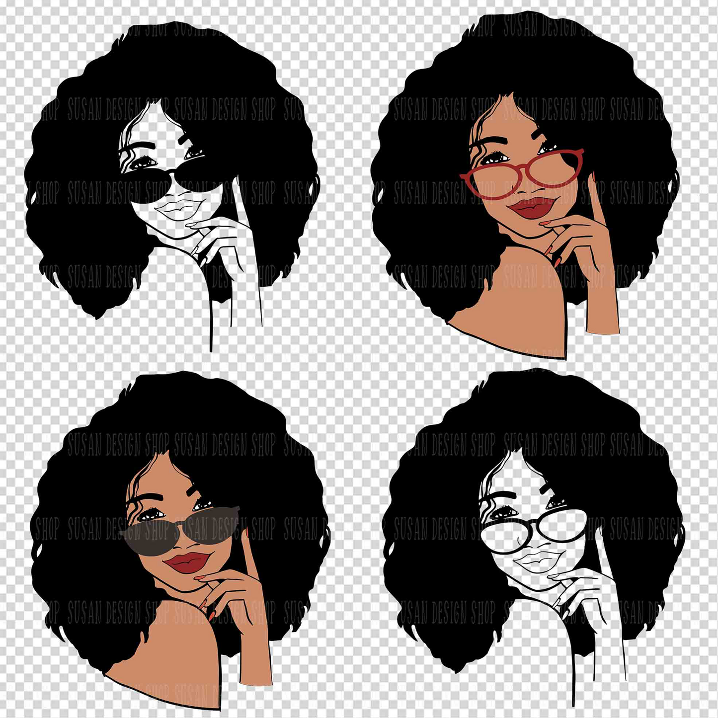 Dope Black woman with sunglass SVG PNG Afro woman