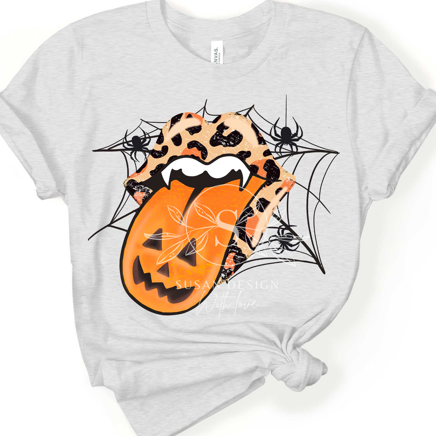 Distressed Pumpkins leopard lips PNG Sublimation