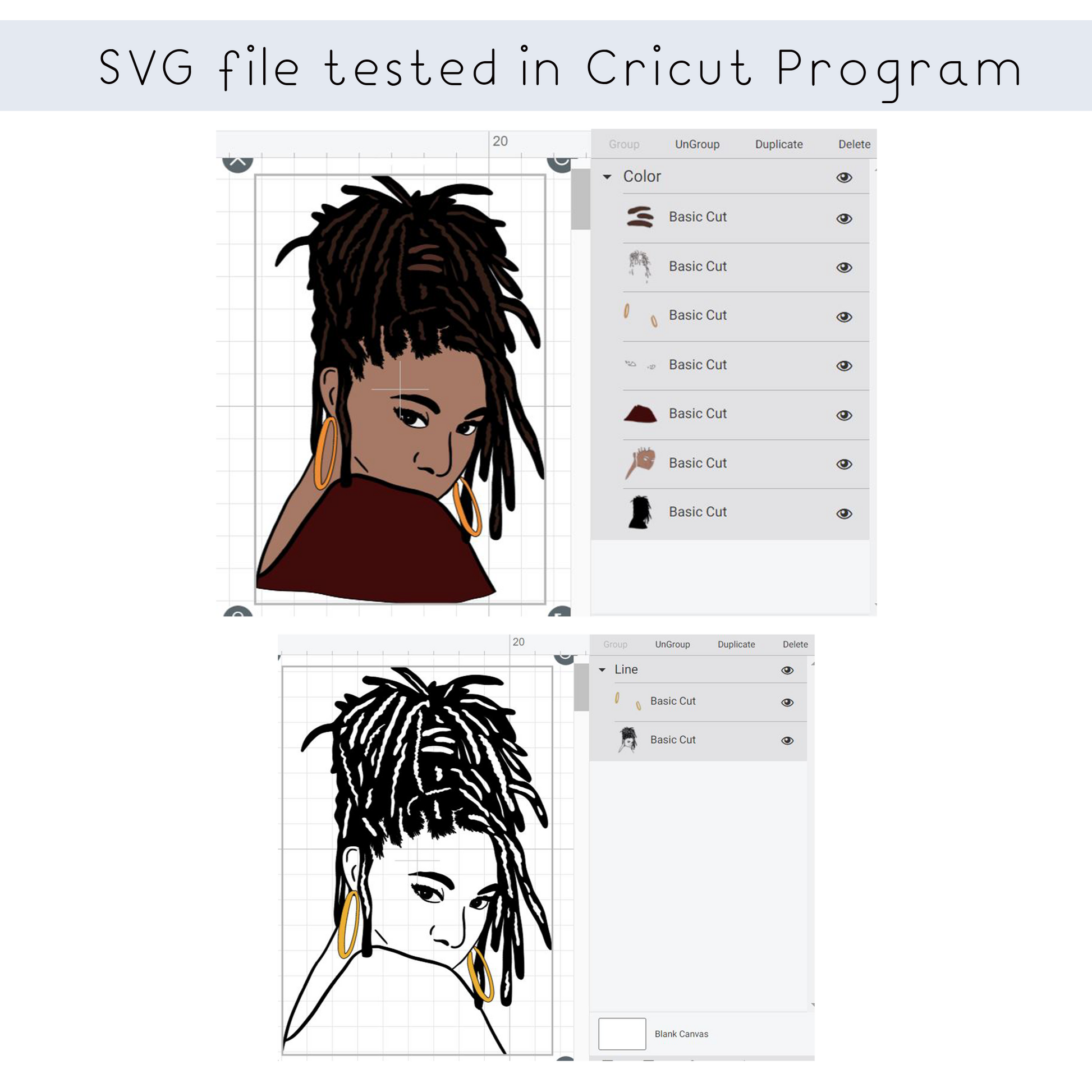 Black Woman High Dreadlock SVG file for Cricut