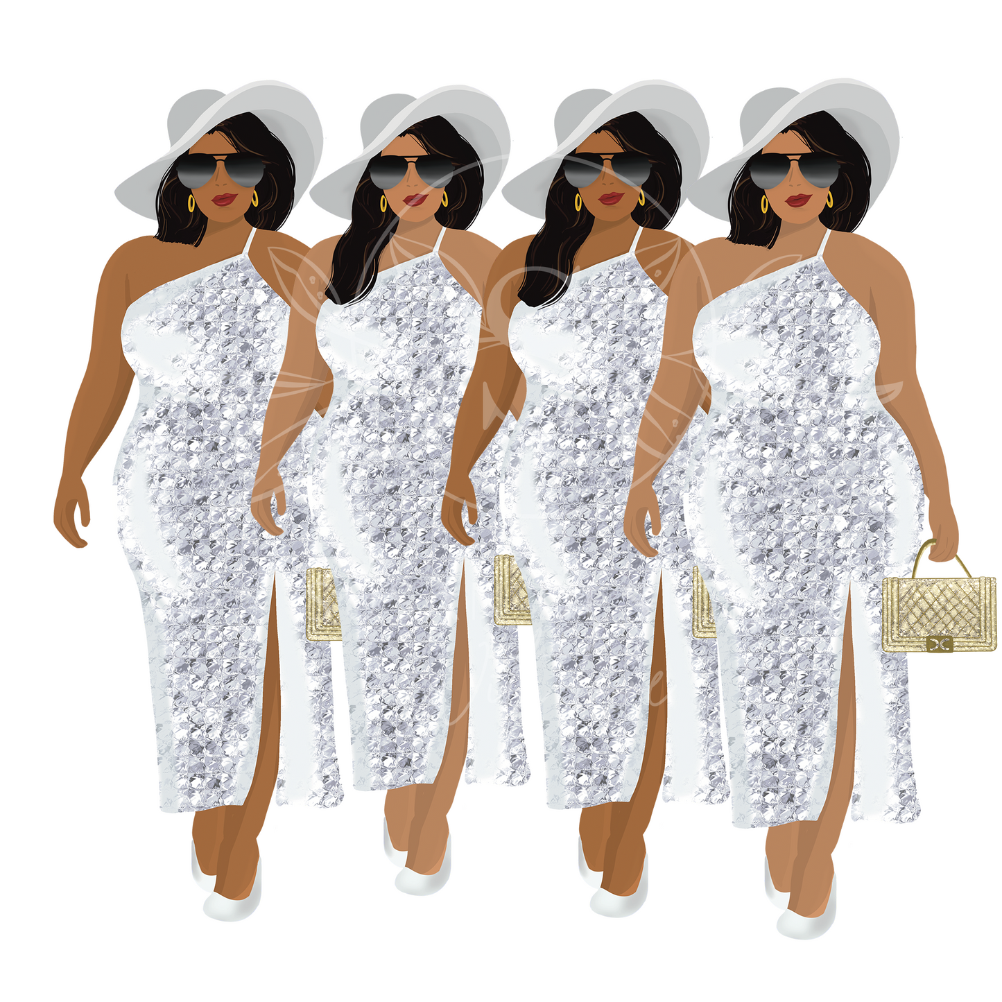 Fashion black woman curvy girl clipart, plus size PNG Clipart Sublimation