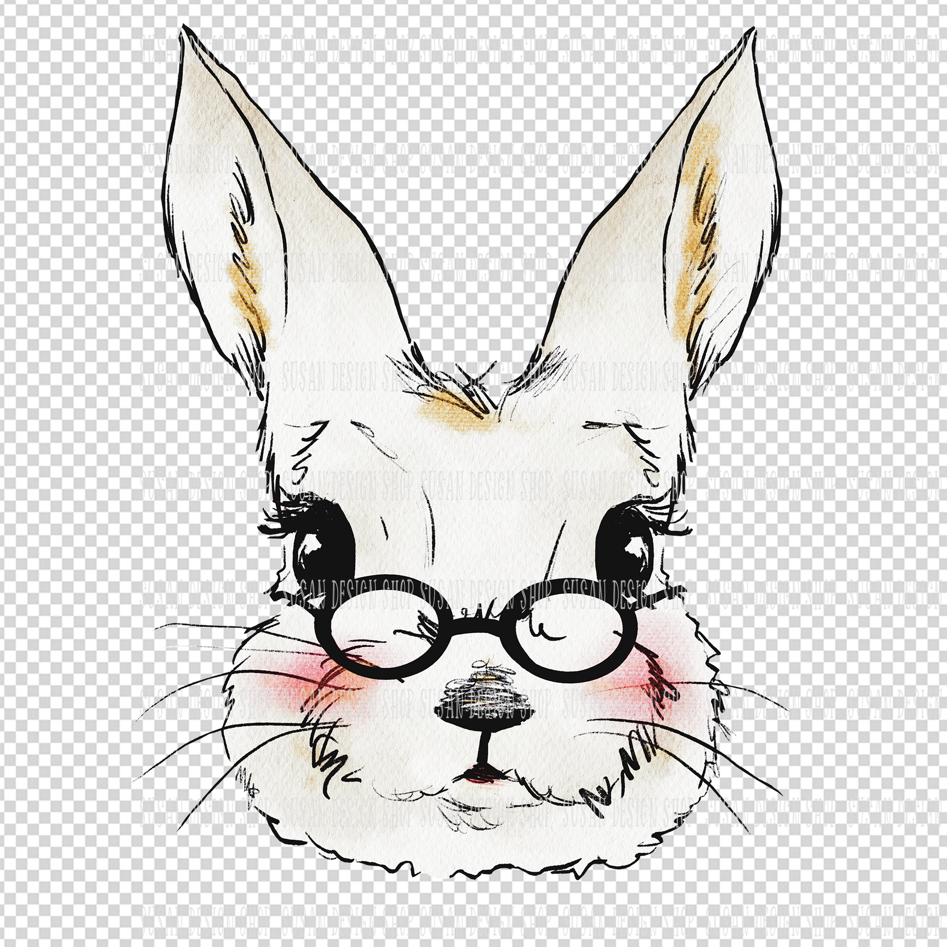 Easter Bunny with Glasses PNG Clipart Sublimation