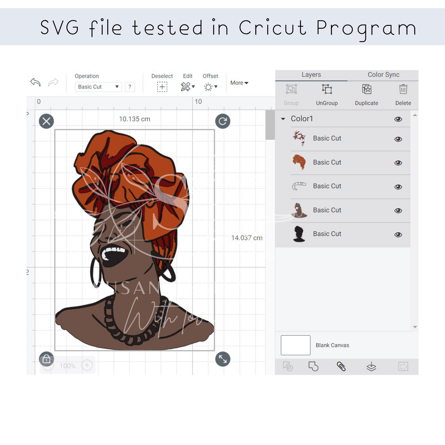 African Woman with Headwrap SVG files for Cricut